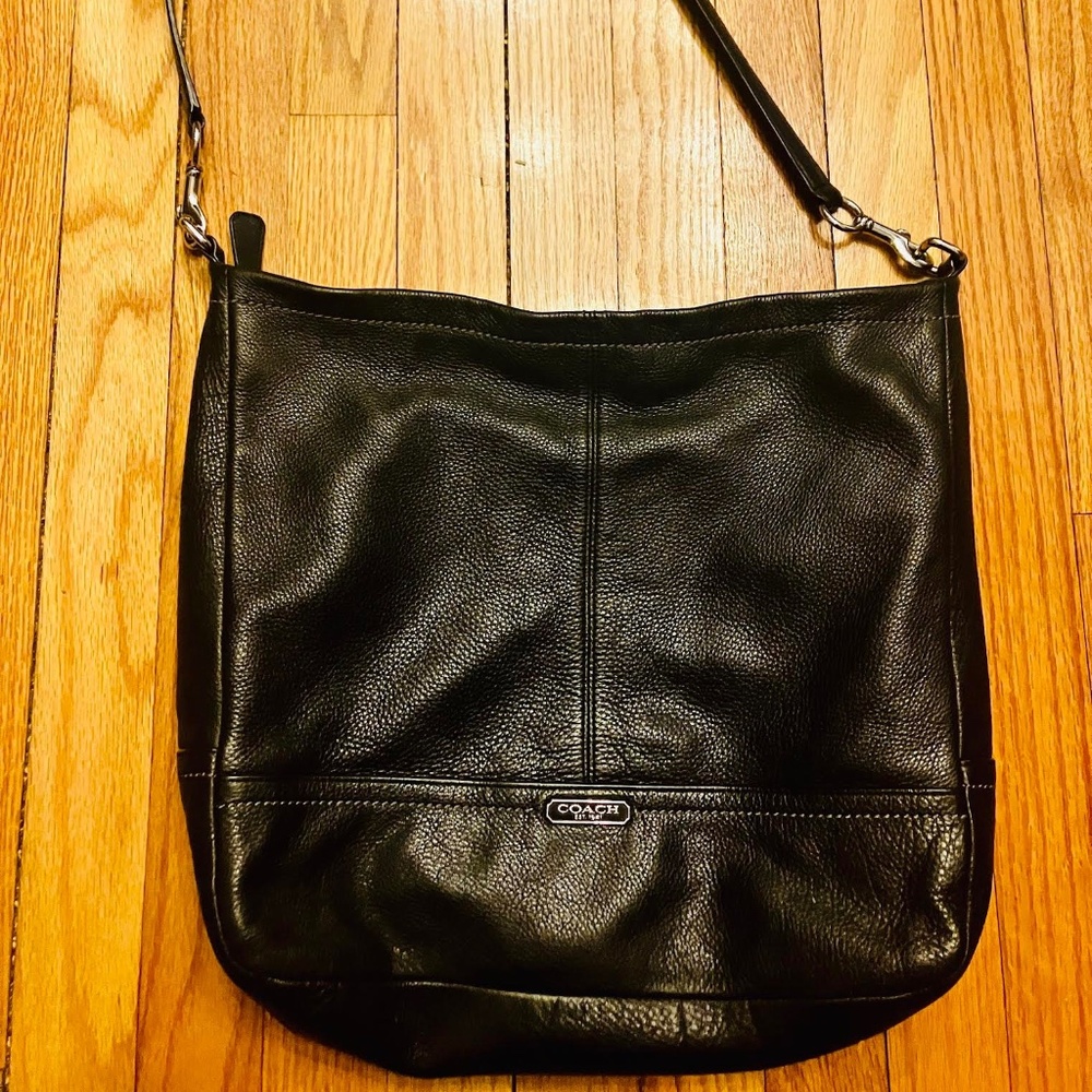 COACH Park Black Pebbled Leather Hobo Bag